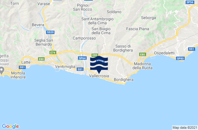 San Biagio della Cima, Italy tide times map