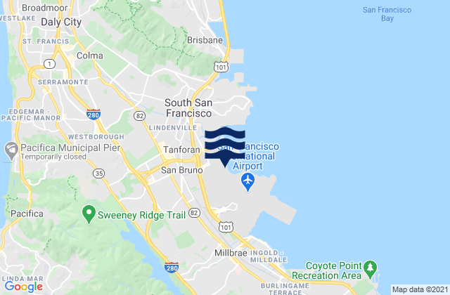 San Bruno, United States tide chart map