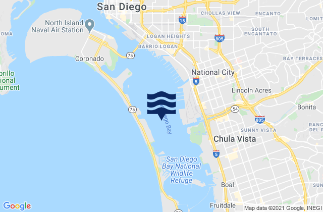 San Diego Bay, United States tide chart map