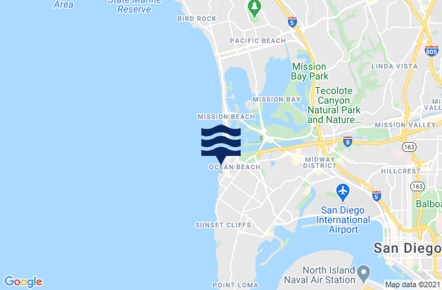 San Diego Ocean Beach Park, United States tide chart map
