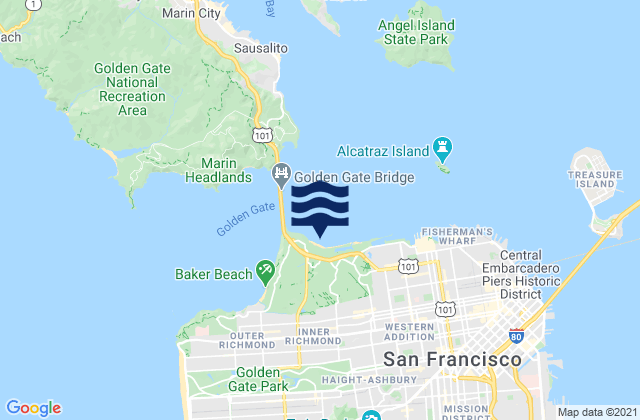 San Francisco (Golden Gate), United States tide chart map