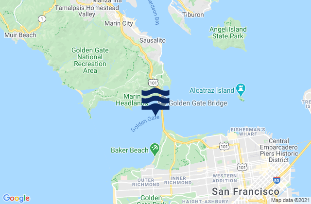 San Francisco Bay Entrance (Golden Gate), United States tide chart map