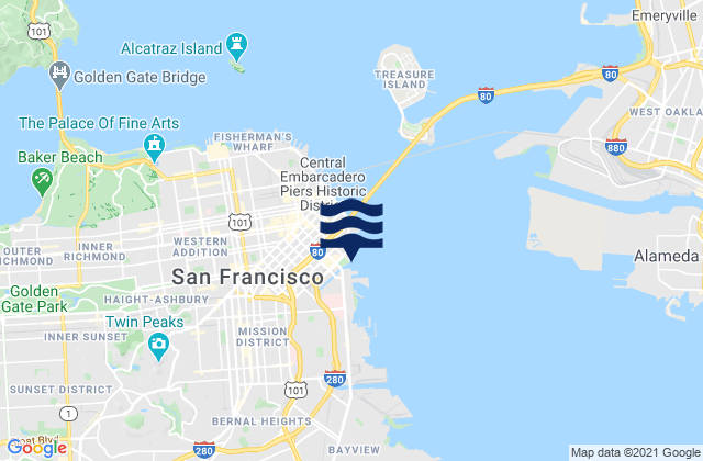 San Francisco, United States tide chart map