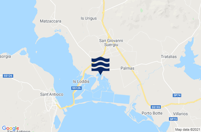San Giovanni Suergiu, Italy tide times map