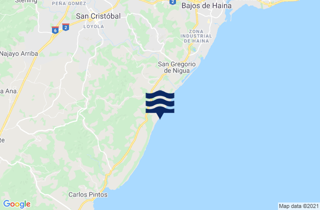 San Gregorio De Nigua, Dominican Republic tide times map