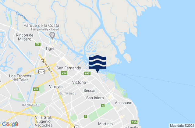 San Isidro, Argentina tide times map