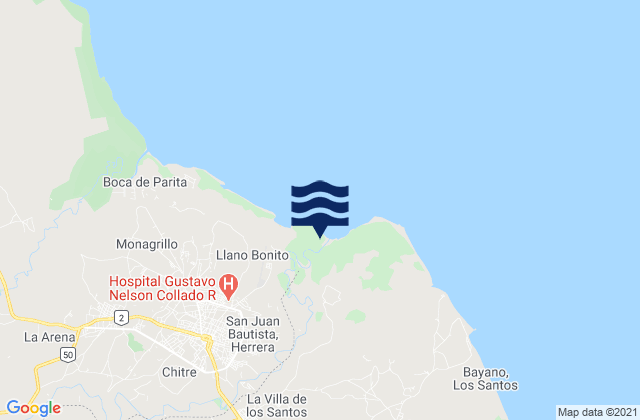 San Juan Bautista, Panama tide times map