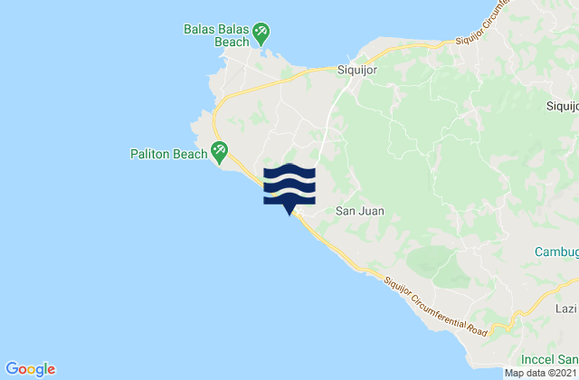 San Juan, Philippines tide times map