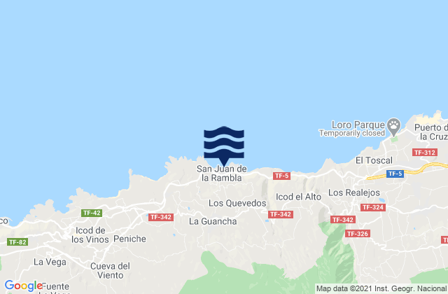 San Juan de la Rambla, Spain tide times map