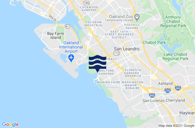 San Leandro, United States tide chart map