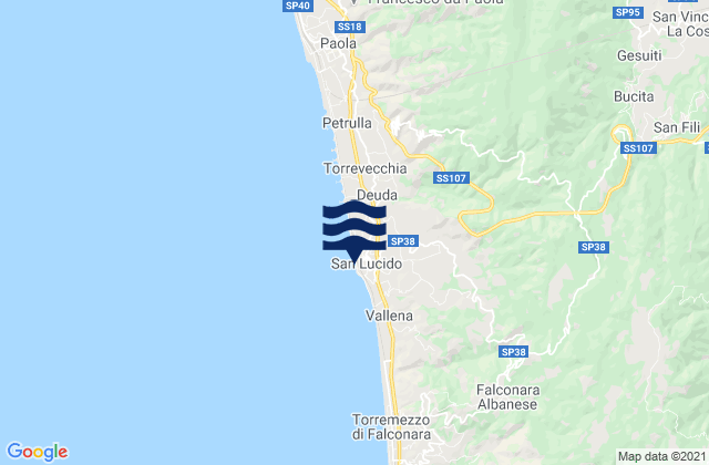 San Lucido, Italy tide times map