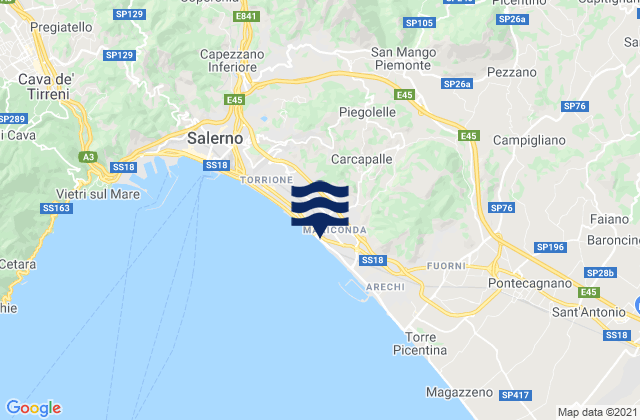 San Mango Piemonte, Italy tide times map