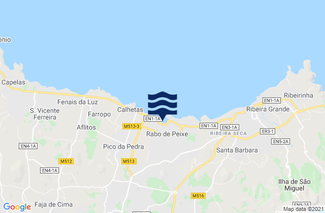 San Miguel - Rabo de Peixe, Portugal tide times map