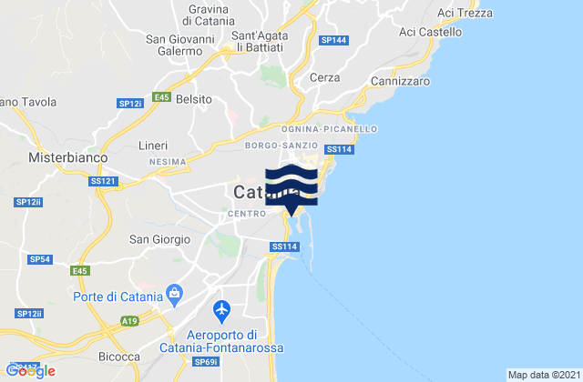 San Pietro Clarenza, Italy tide times map