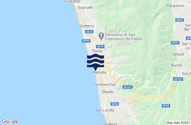 San Vincenzo la Costa, Italy tide times map