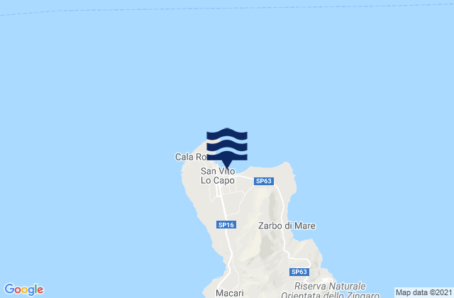 San Vito Lo Capo, Italy tide times map