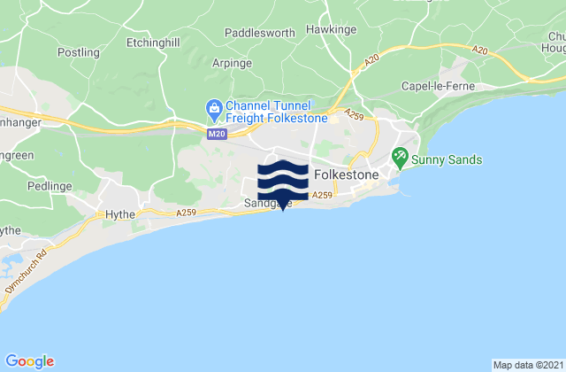Sandgate Beach, United Kingdom tide times map