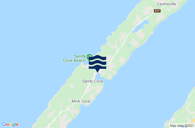 Sandy Cove, Canada tide times map