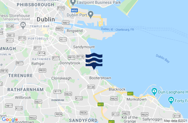 Sandyford, Ireland tide times map
