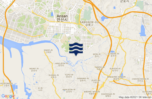 Sangnok-gu, South Korea tide times map