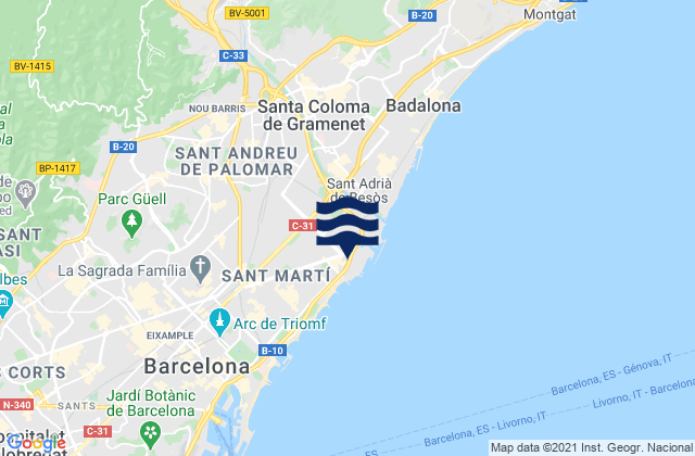 Sant Andreu, Spain tide times map