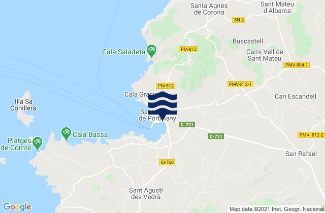 Sant Antoni de Portmany, Spain tide times map
