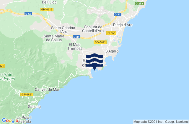 Sant Feliu de Guixols, Spain tide times map