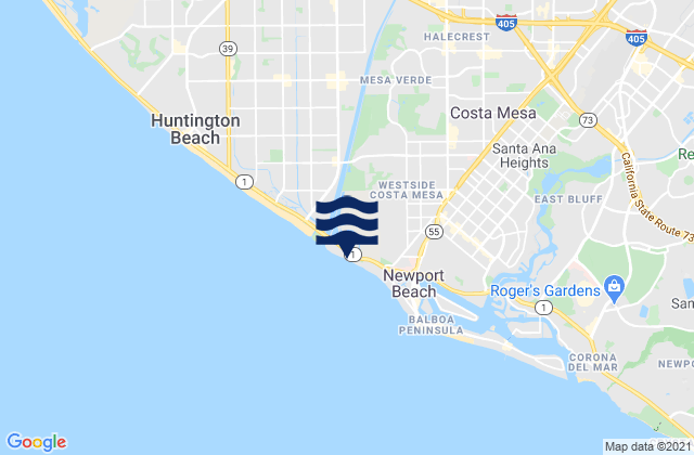 Santa Ana River County Beach, United States tide chart map