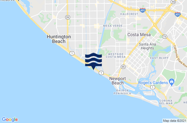 Santa Ana River entrance, United States tide chart map