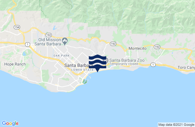 Santa Barbara East Beach, United States tide chart map