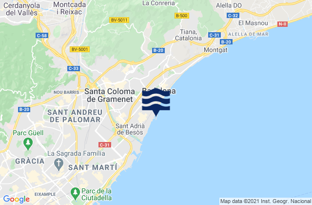 Santa Coloma de Gramenet, Spain tide times map