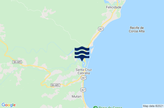 Santa Cruz Cabralia, Brazil tide times map