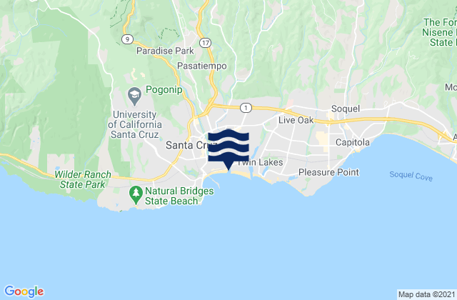 Santa Cruz County, United States tide chart map