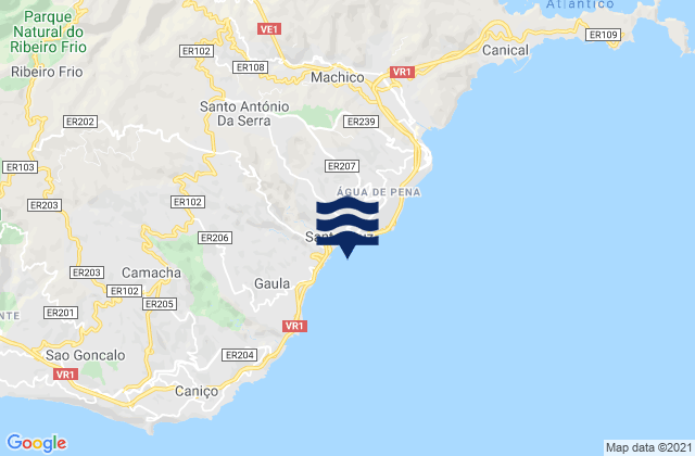 Santa Cruz, Portugal tide times map