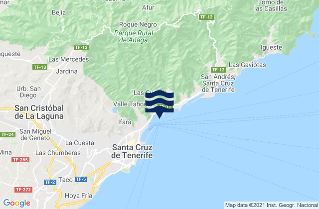 Santa Cruz Tenerife Island, Spain tide times map