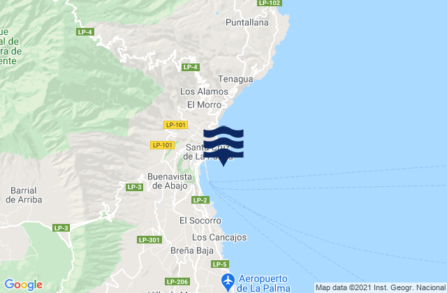 Santa Cruz de la Palma, Spain tide times map