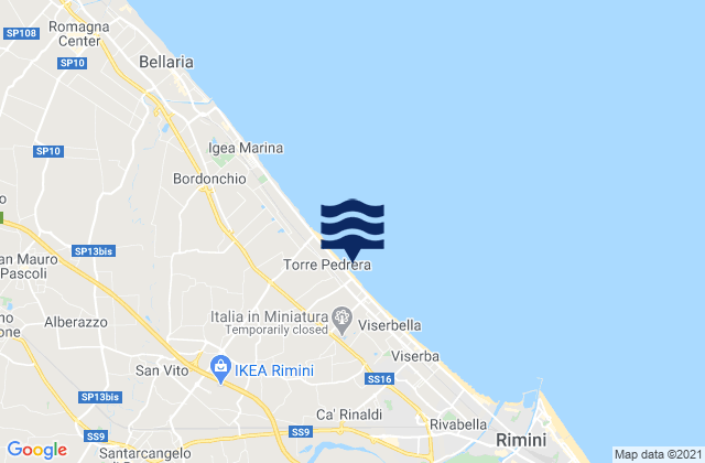 Santa Giustina, Italy tide times map