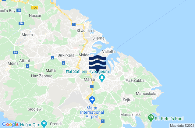 Santa Lucija, Malta tide times map