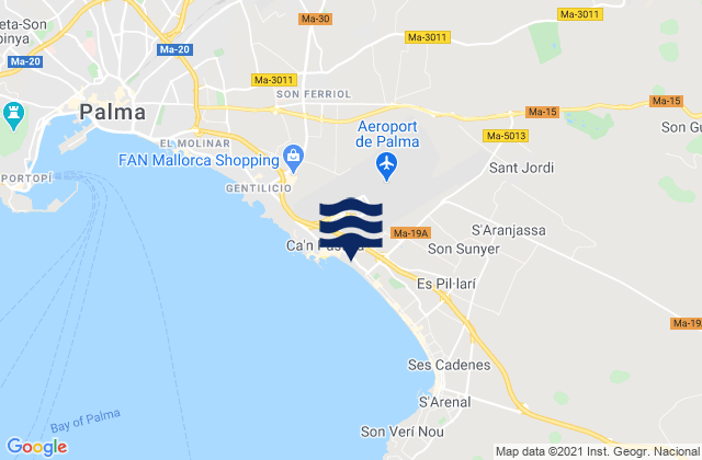 Santa Maria del Cami, Spain tide times map