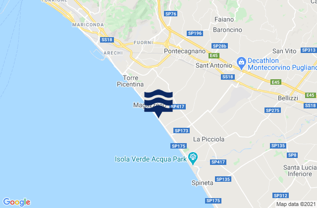 Santa Tecla-Castelpagano, Italy tide times map