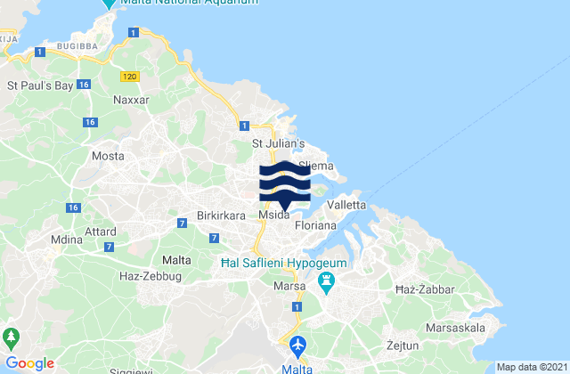 Santa Venera, Malta tide times map