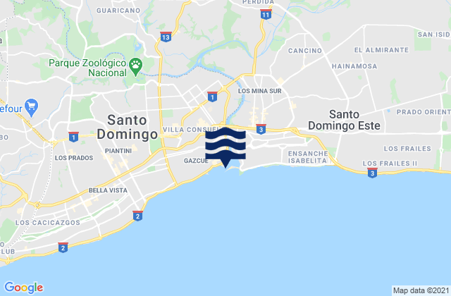 Santo Domingo (Ciudad Trujillo), Dominican Republic tide times map
