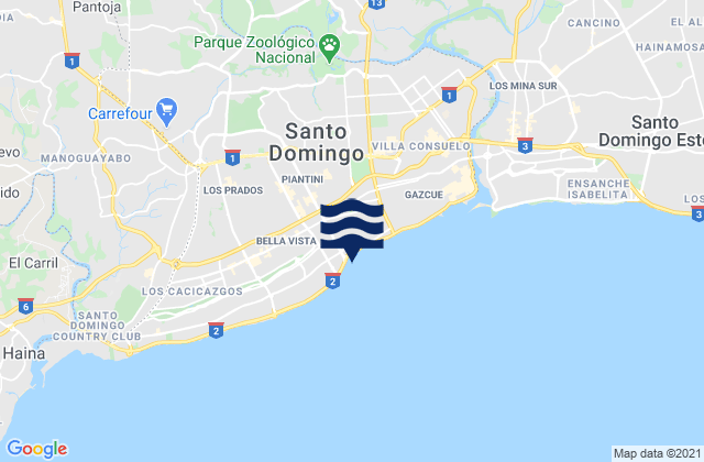 Santo Domingo De Guzman, Dominican Republic tide times map