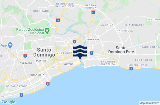 Santo Domingo Norte, Dominican Republic tide times map