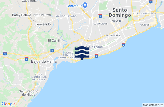 Santo Domingo Oeste, Dominican Republic tide times map