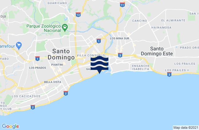 Santo Domingo, Dominican Republic tide times map