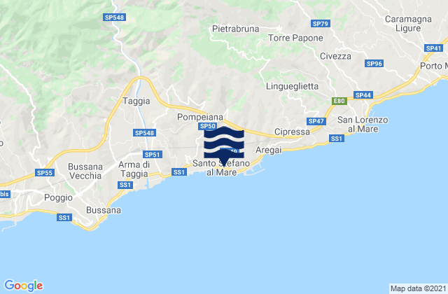 Santo Stefano al Mare, Italy tide times map