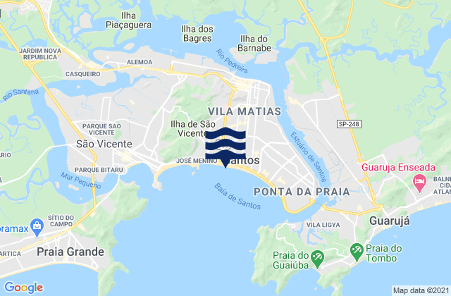 Santos, Brazil tide times map