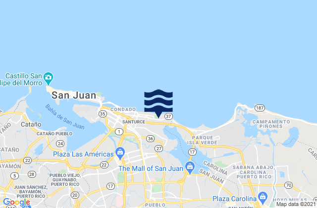 Santurce Barrio, Puerto Rico tide times map