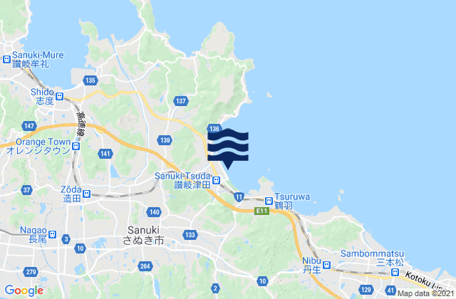 Sanuki-shi, Japan tide times map